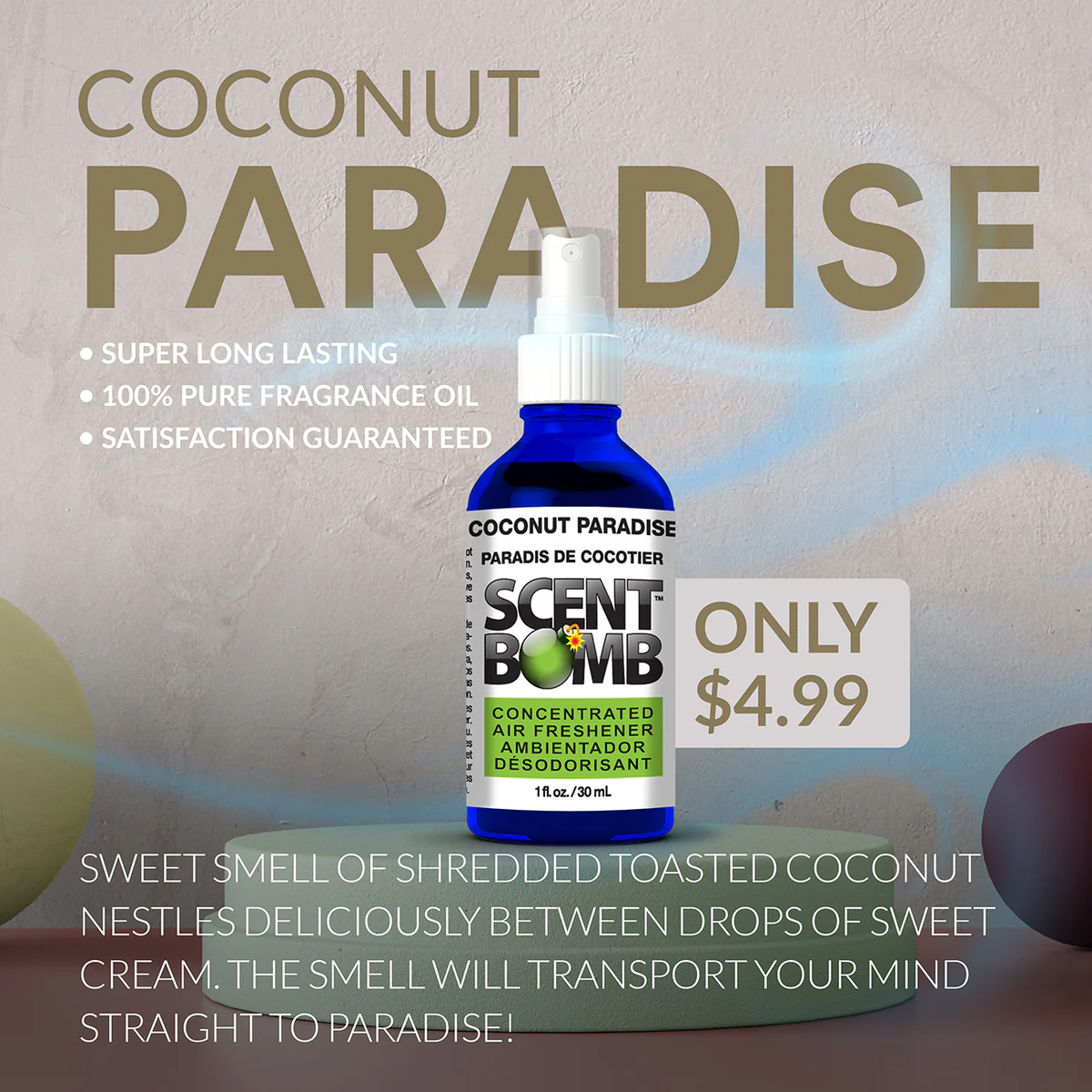 Scent Bomb Coconut Paradise — concentrated air freshener spray